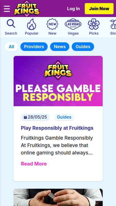 Artículos móviles del casino FruitKings