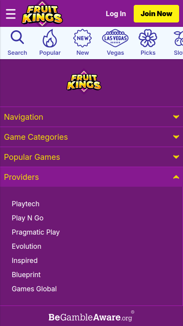 Desarrolladores de juegos móviles de FruitKings Casino