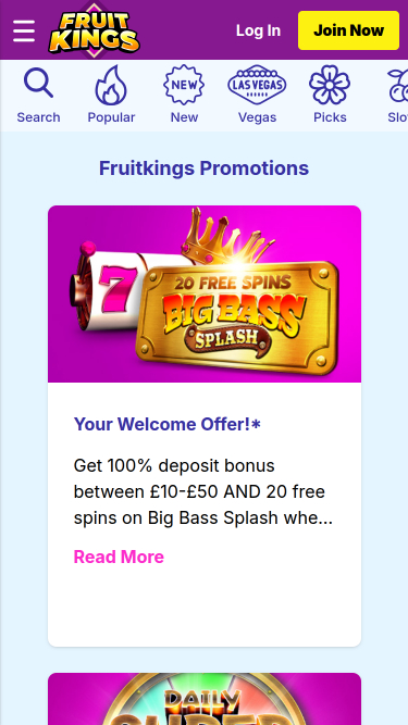 Promociones móviles del casino FruitKings
