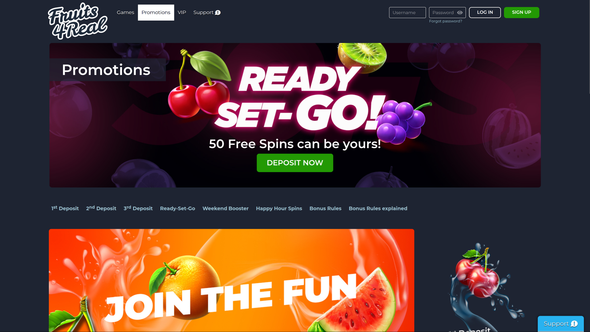 Promociones de escritorio del casino Fruits 4 Real