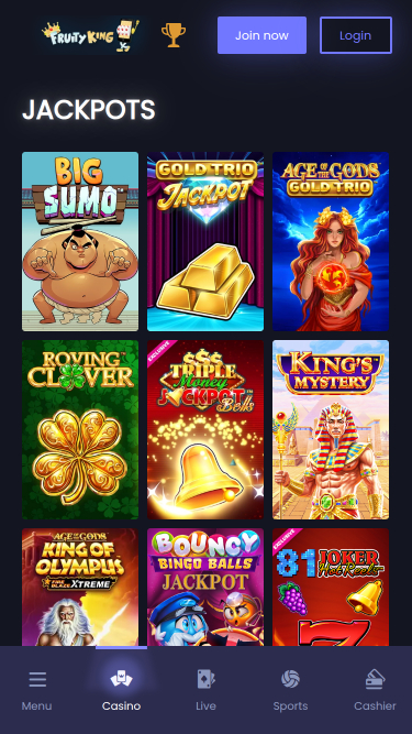 Jackpot mobile du casino Fruity King