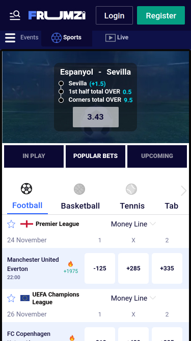 Frumzi Casino Mobile Sports