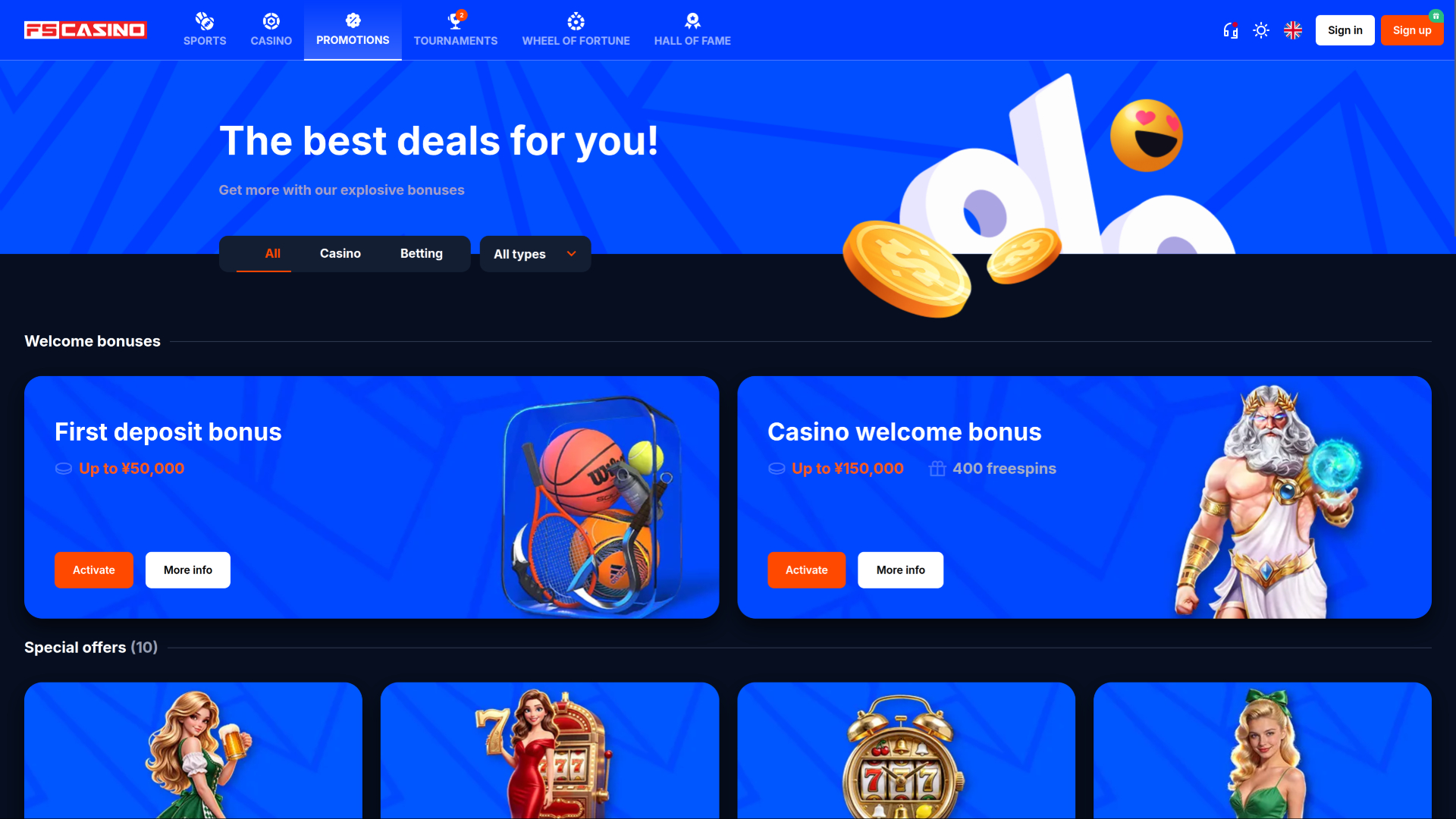 Promoções do FS Casino para computador