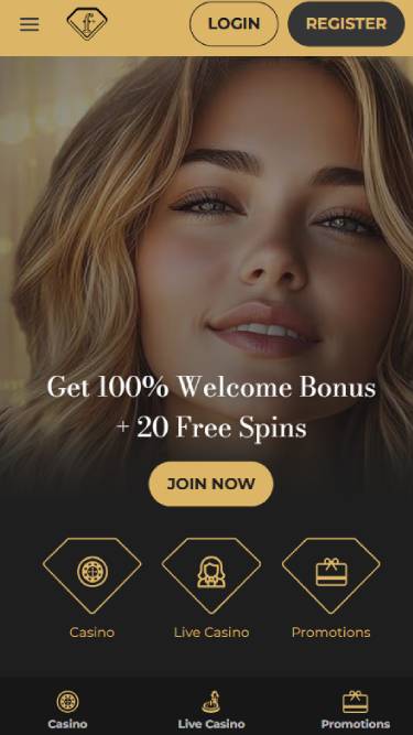 Homepage mobile screenshot of FTVClub Casino