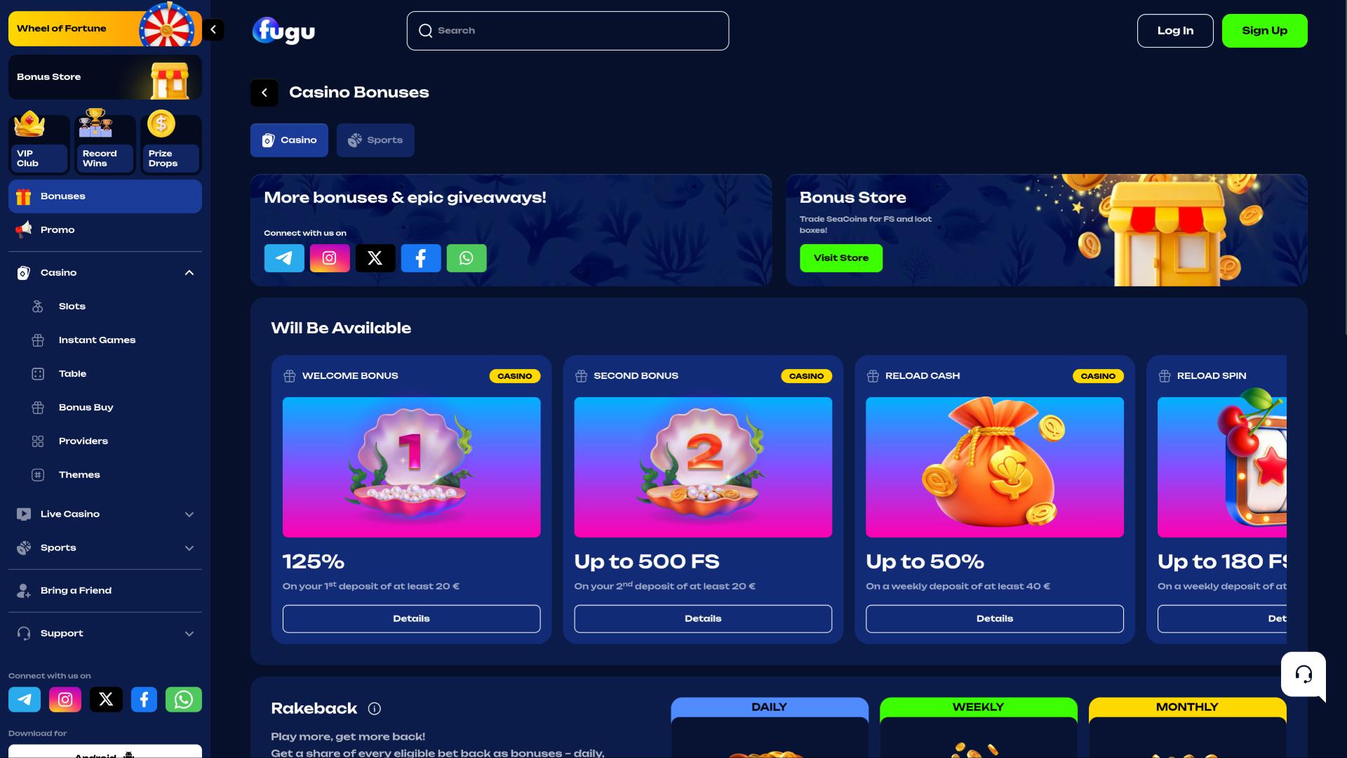 Fugu Casinoのプロモーションページ