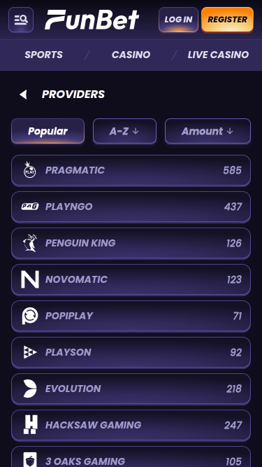 Développeurs de jeux mobiles de casino Funbet