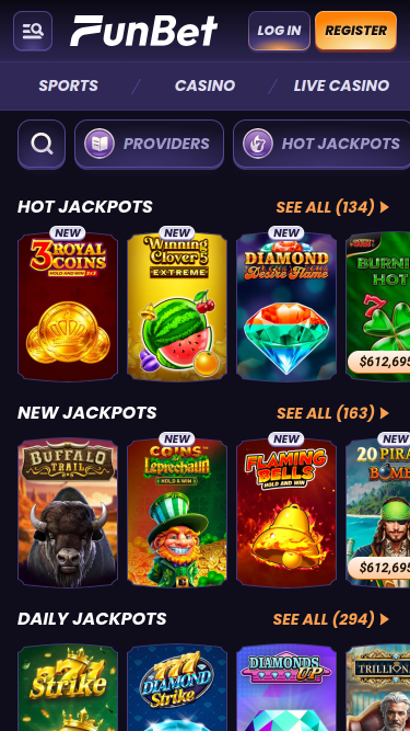 Jackpot mobile du casino Funbet