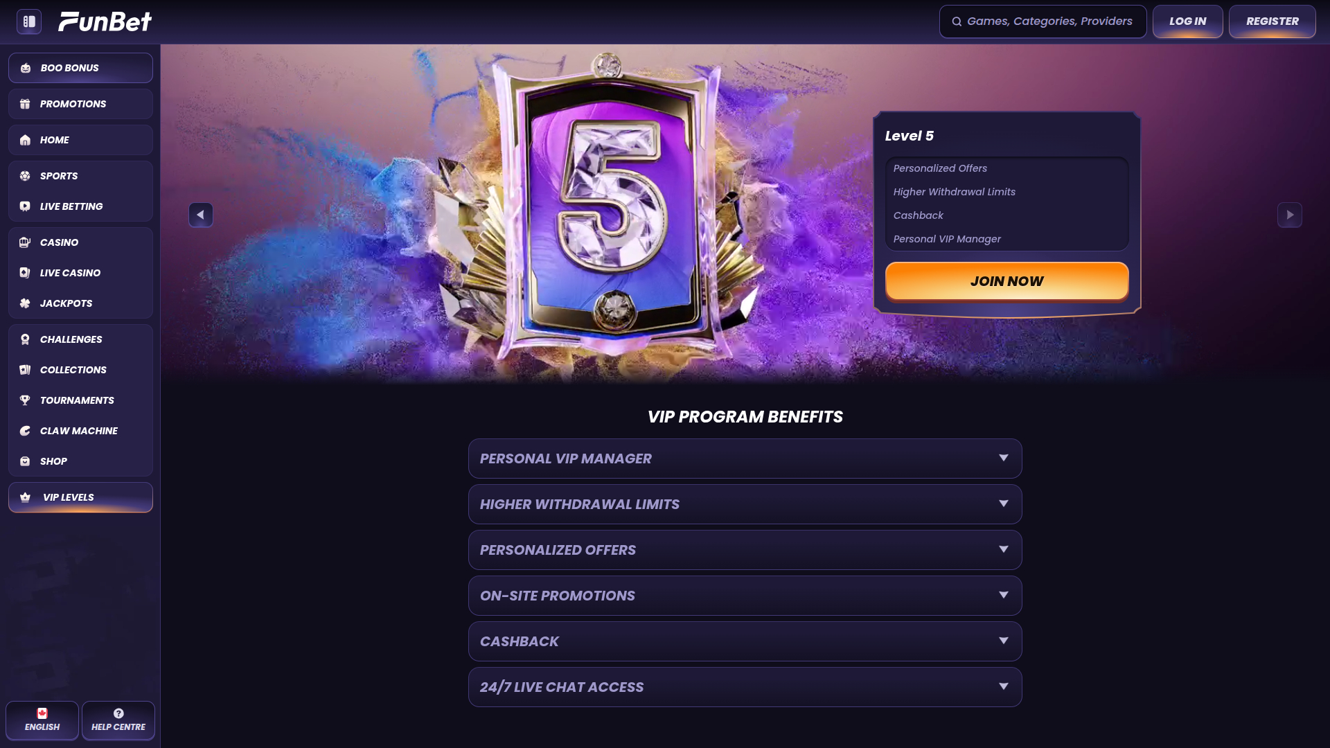 Programme VIP de bureau Funbet Casino