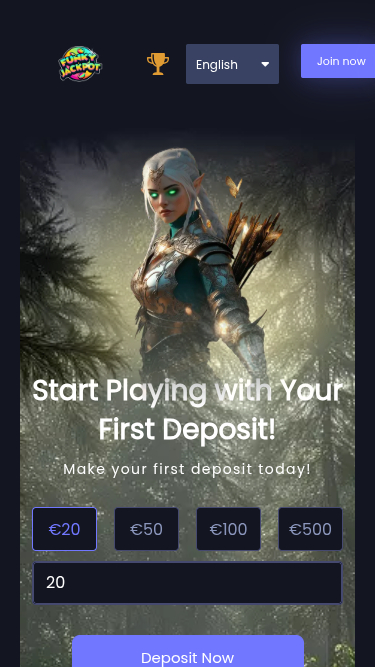 Capture d'écran de la page d'accueil du casino FunkyJackpot pour mobile