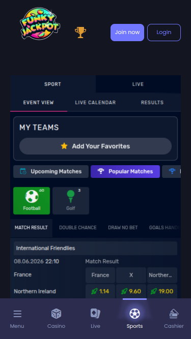 Paris Sportifs Mobiles FunkyJackpot