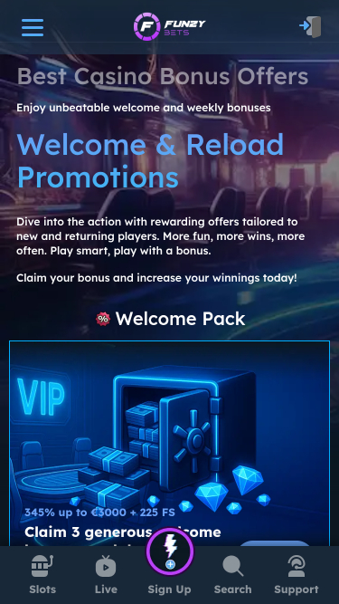 Promozioni per dispositivi mobili del casinò FunzyBets