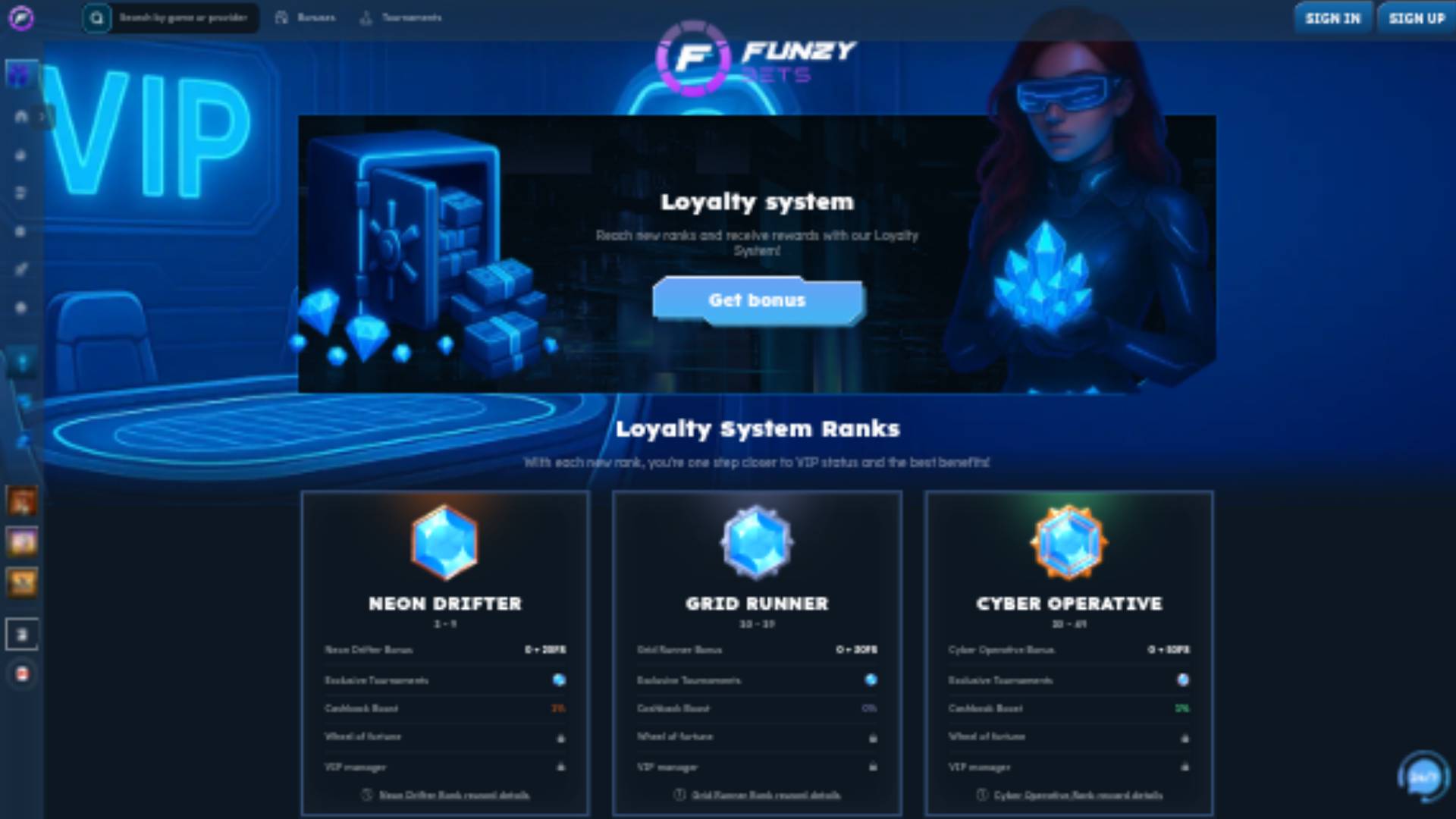 FunzyBets Casino VIP Desktop