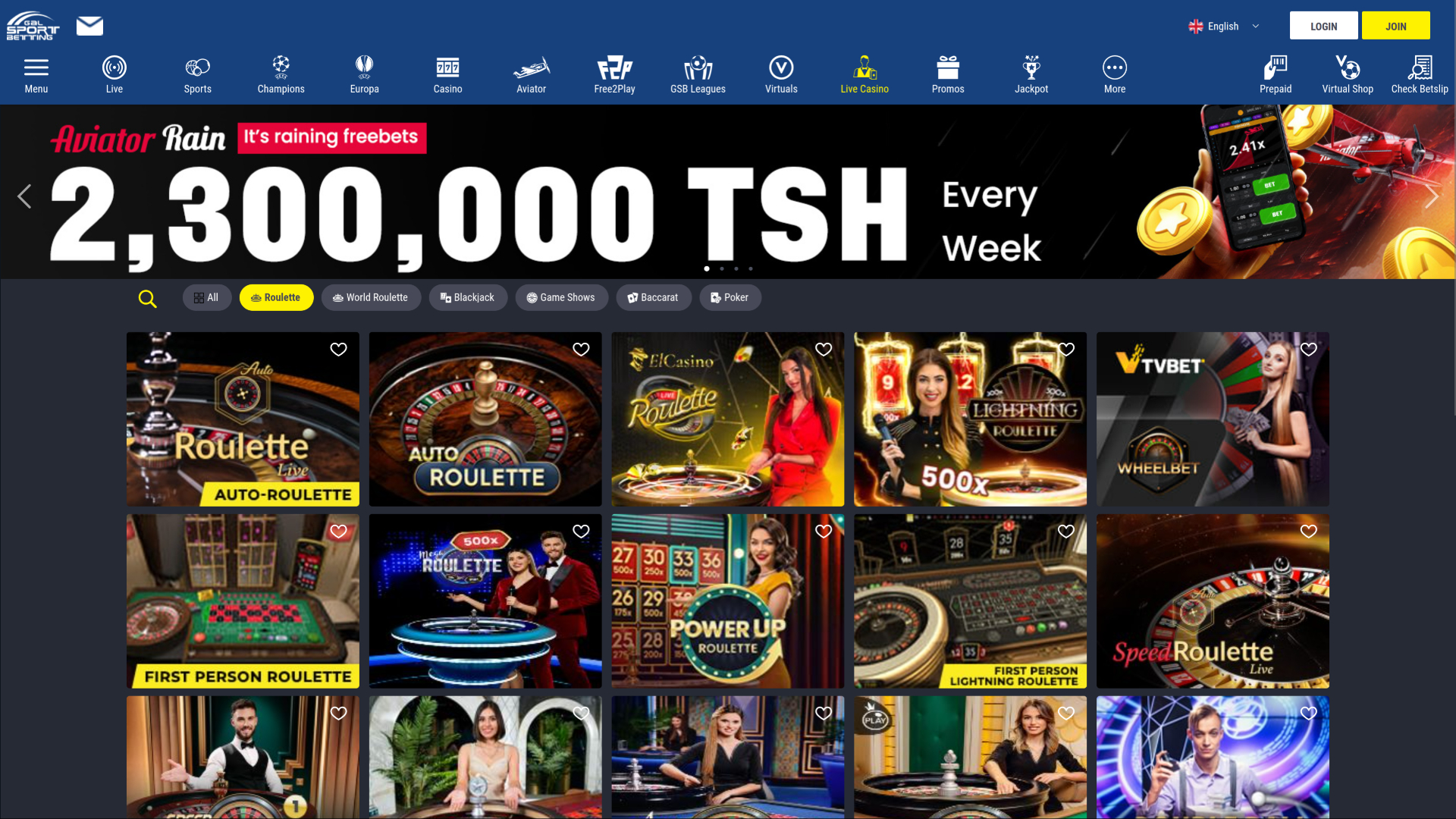 Gal Sport Betting Casino avec croupier en direct sur ordinateur