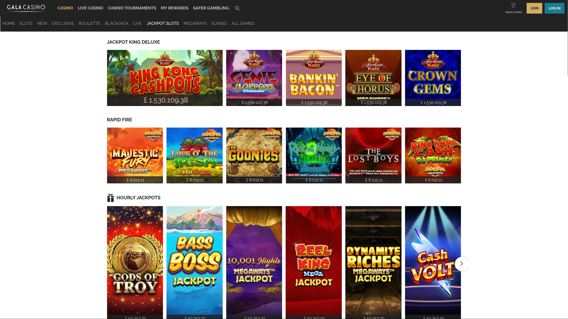 Jackpot de bureau du casino Gala