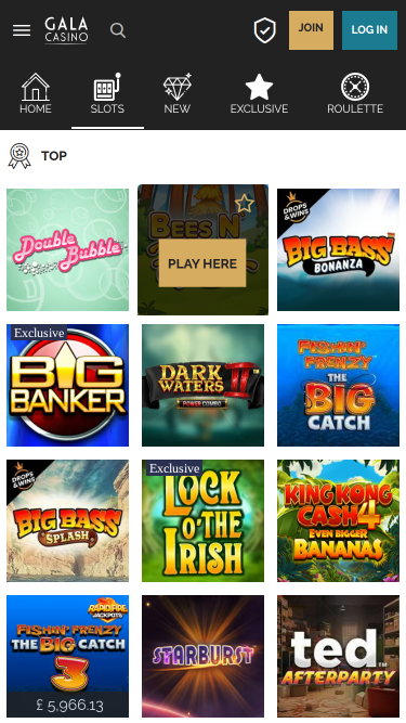 Jeux mobiles de Gala Casino