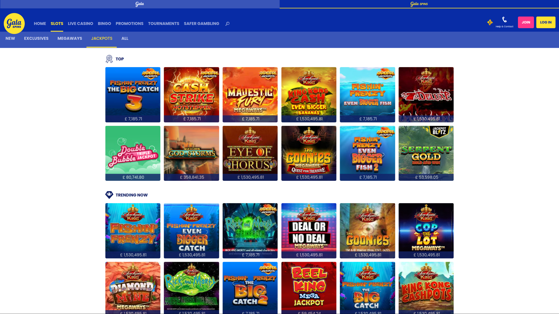 Jackpot de bureau Gala Spins