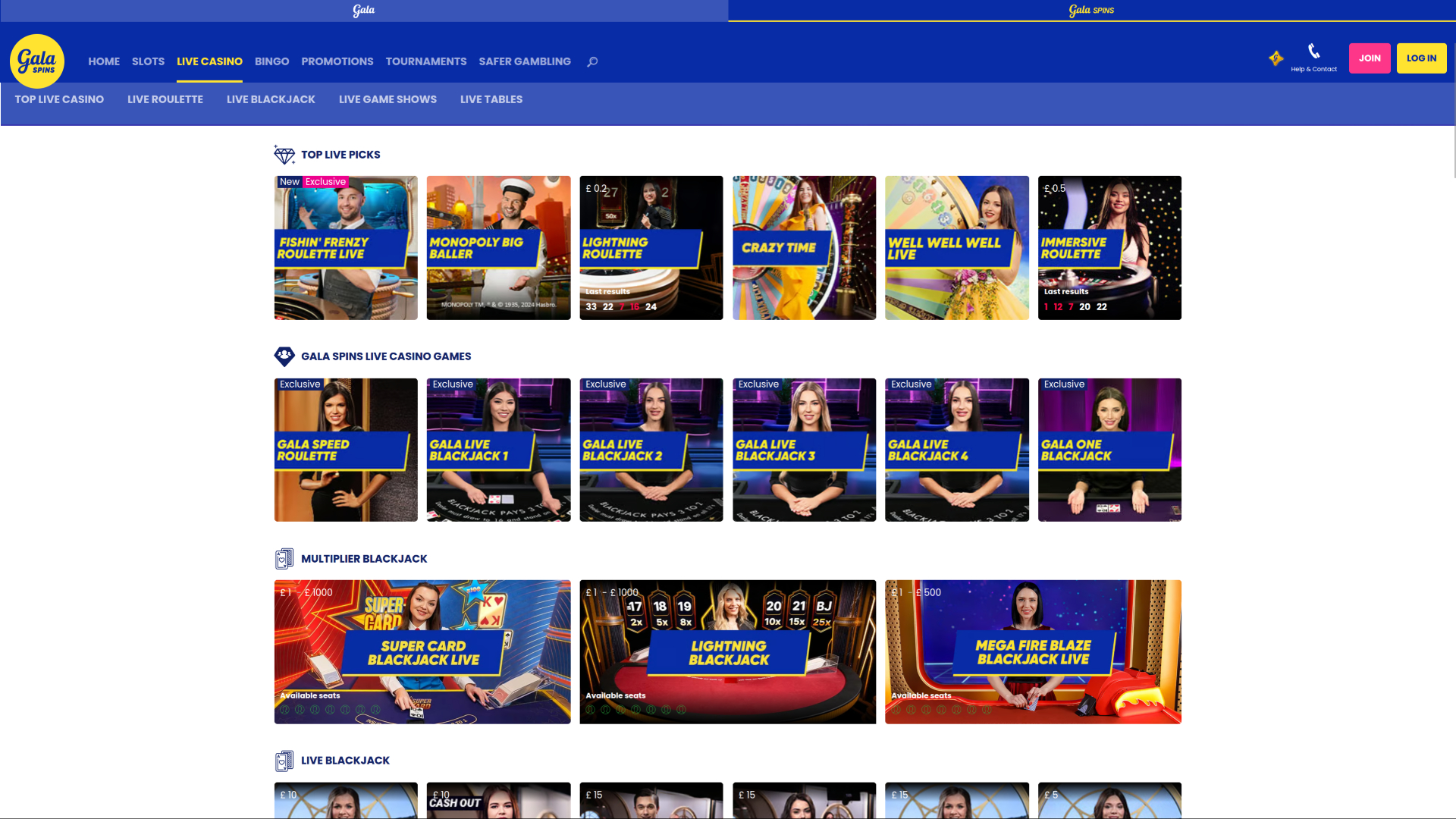 Gala Spins Bureau Croupier en Direct