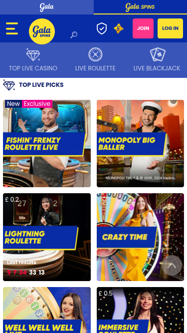 Gala Spins Mobile Croupier en Direct