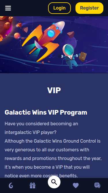 Programa VIP de Galactic Wins Móvil