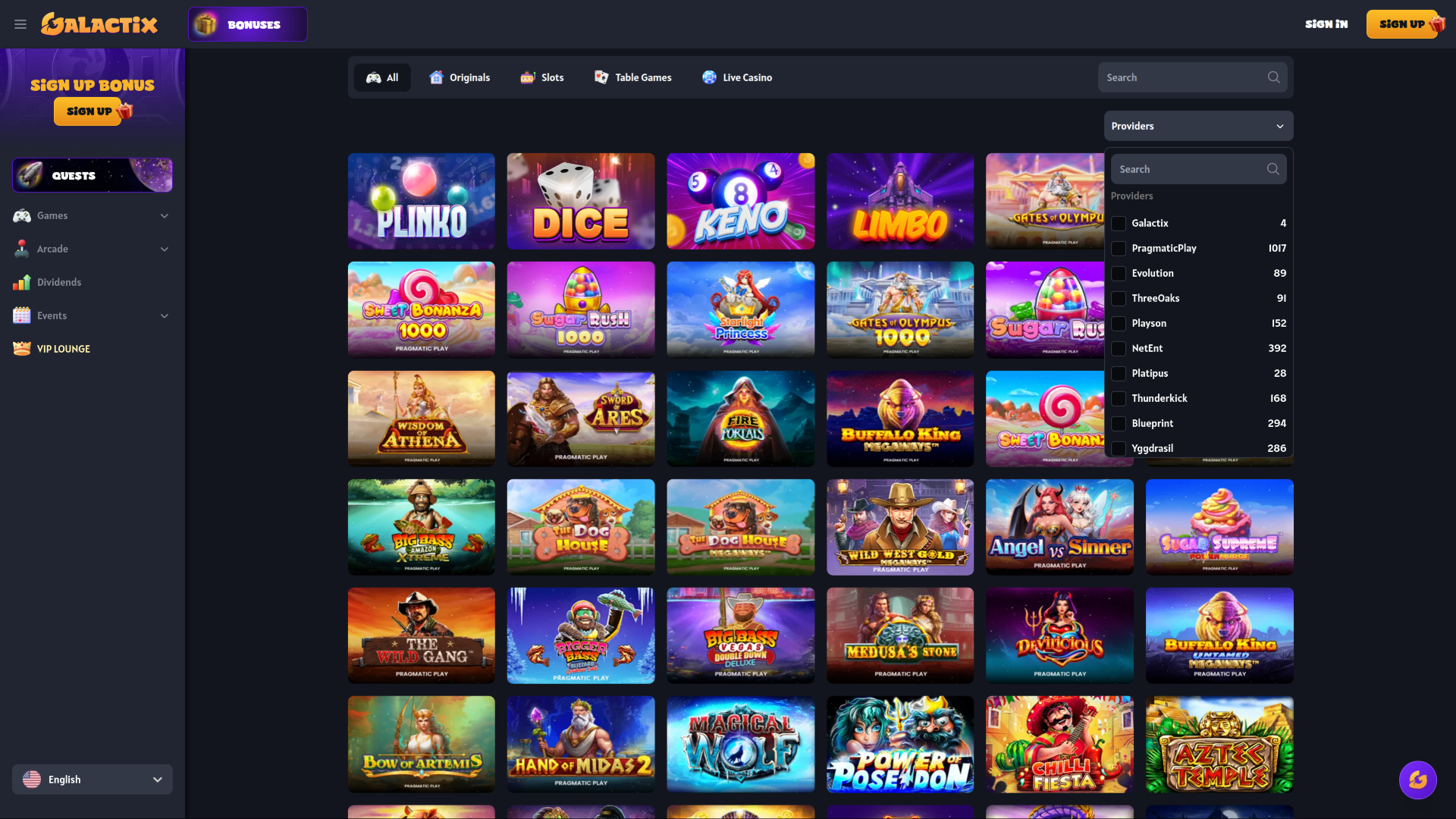 Développeurs du jeu de casino Galactix pour ordinateur