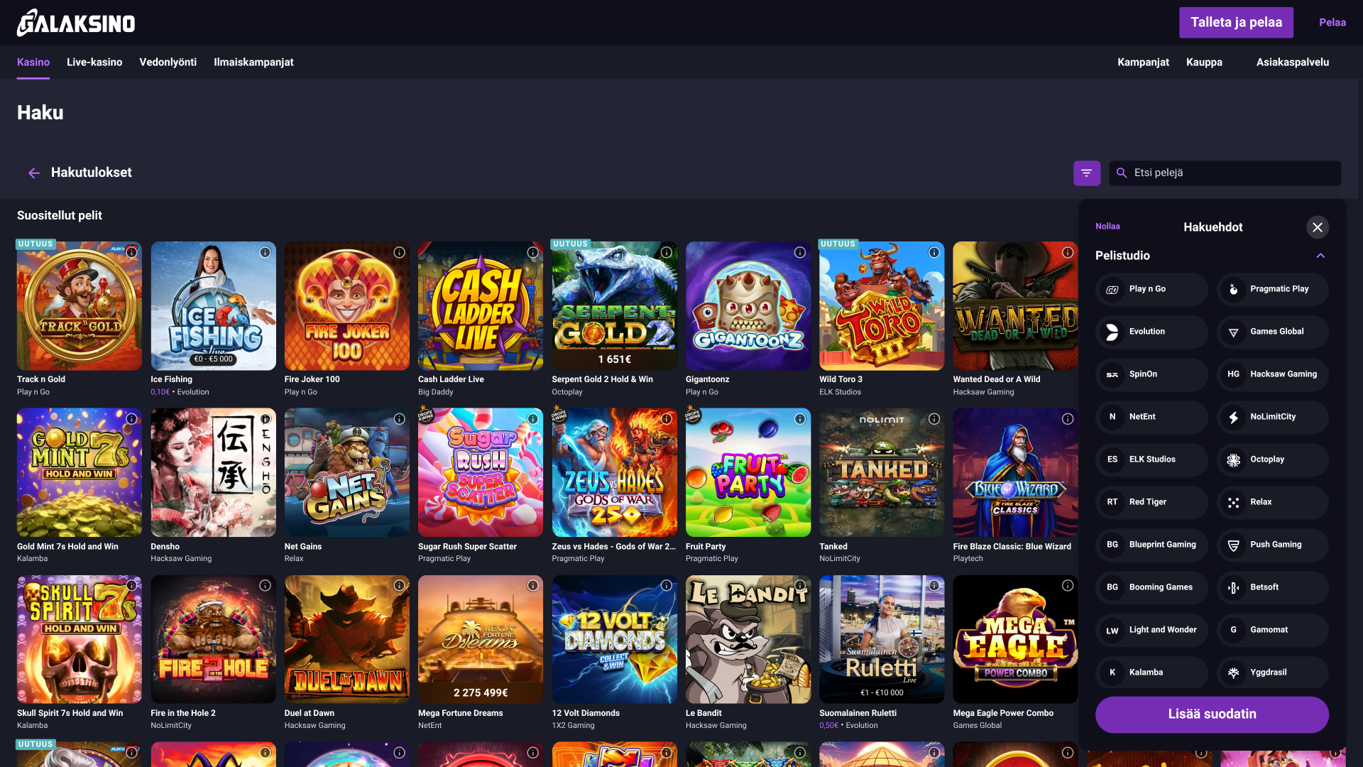 Sviluppatori di giochi per computer desktop di Galaksino Casino