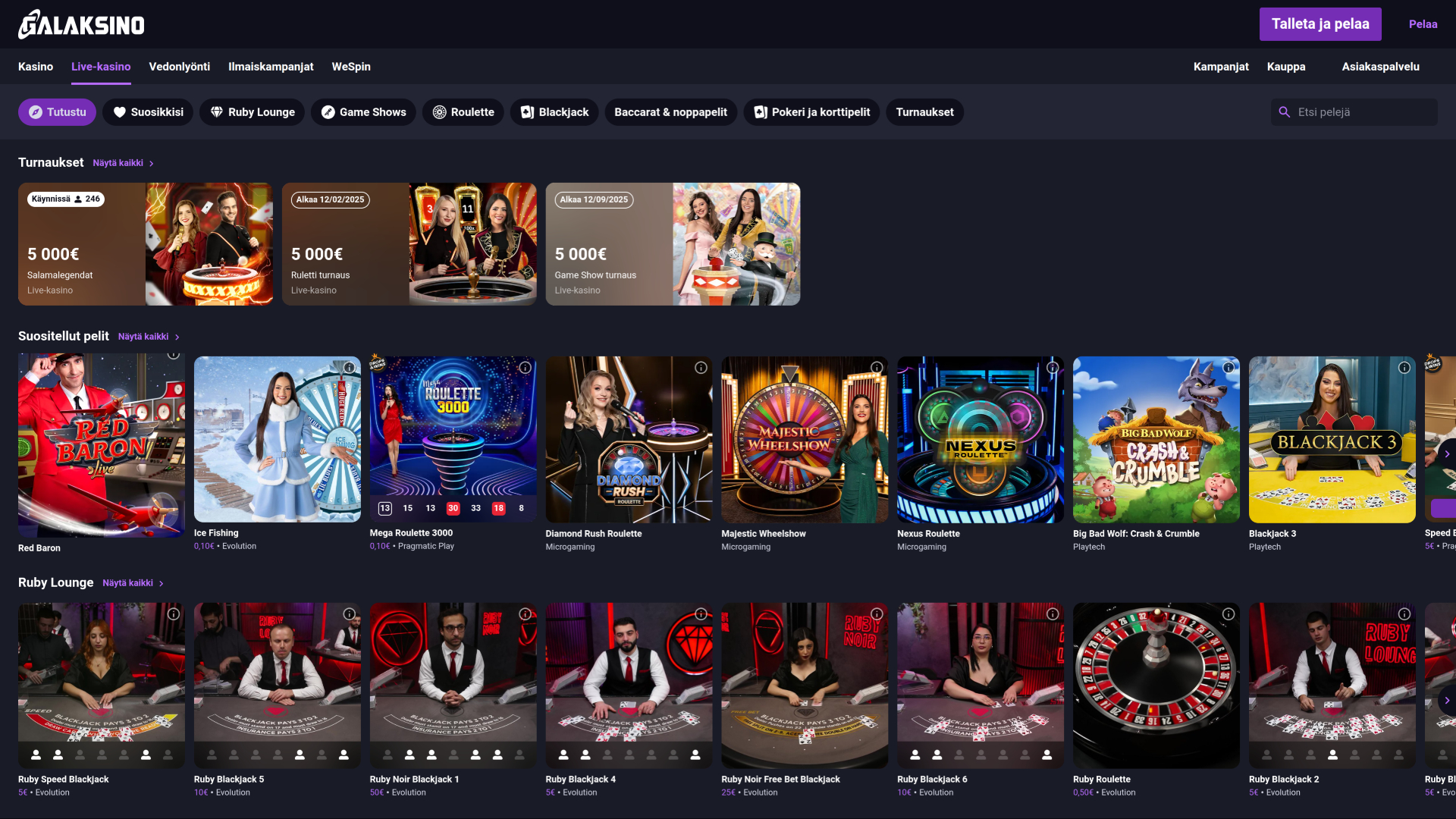 Galaksino Casino Desktop Live Dealer