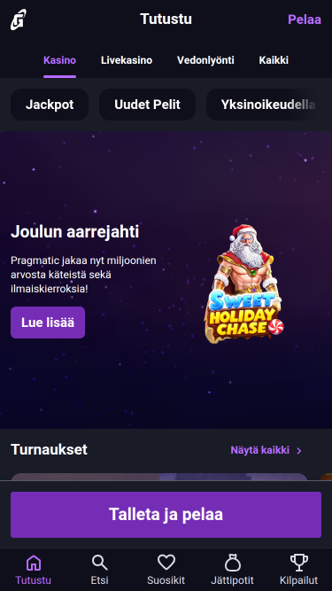 Galaksino Casino Mobile Homepage