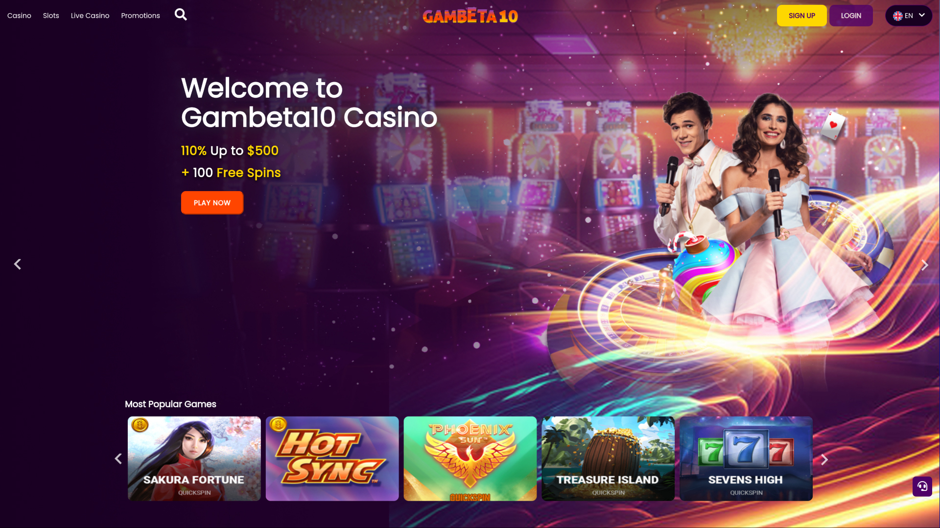 Домашняя страница Gambeta10 Casino Desktop