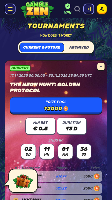 Tornei mobili di GambleZen