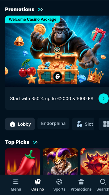 Giochi per dispositivi mobili di Gamble Gorilla Casino