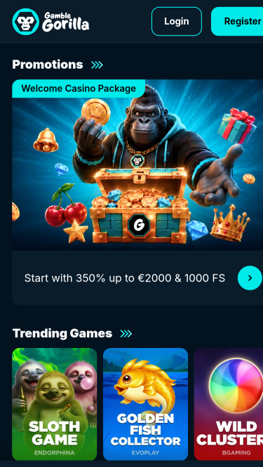 Pagina iniziale mobile di Gamble Gorilla Casino