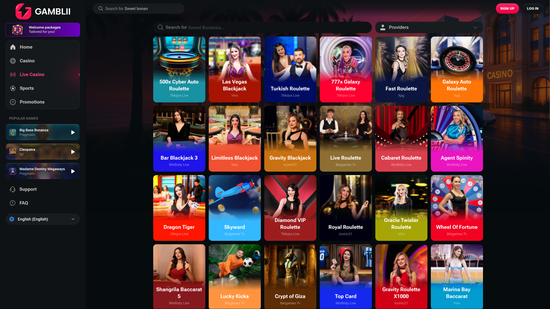 Casino Gamblii con crupier en vivo de escritorio