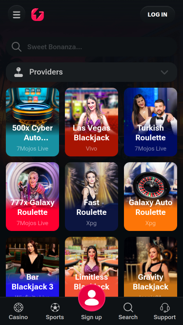 Casino móvil Gamblii con crupier en vivo