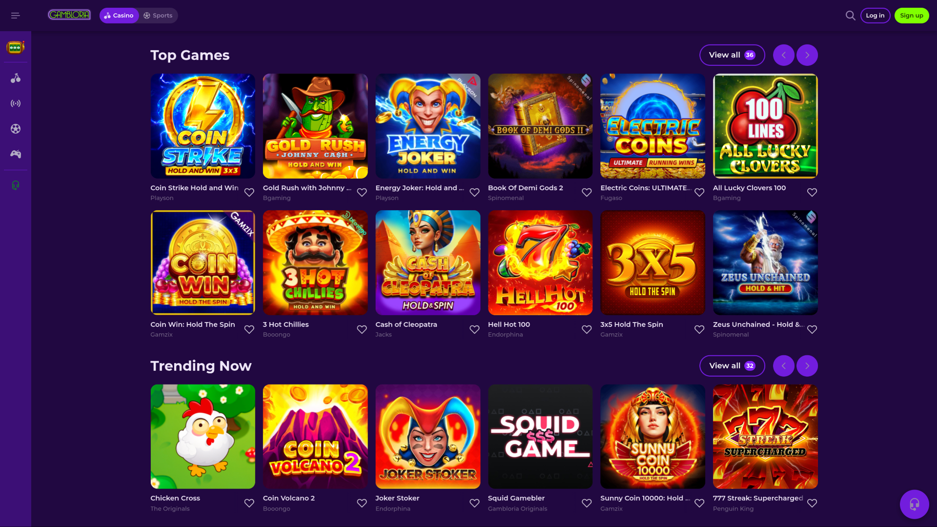 Gambloria Casino Desktop Games