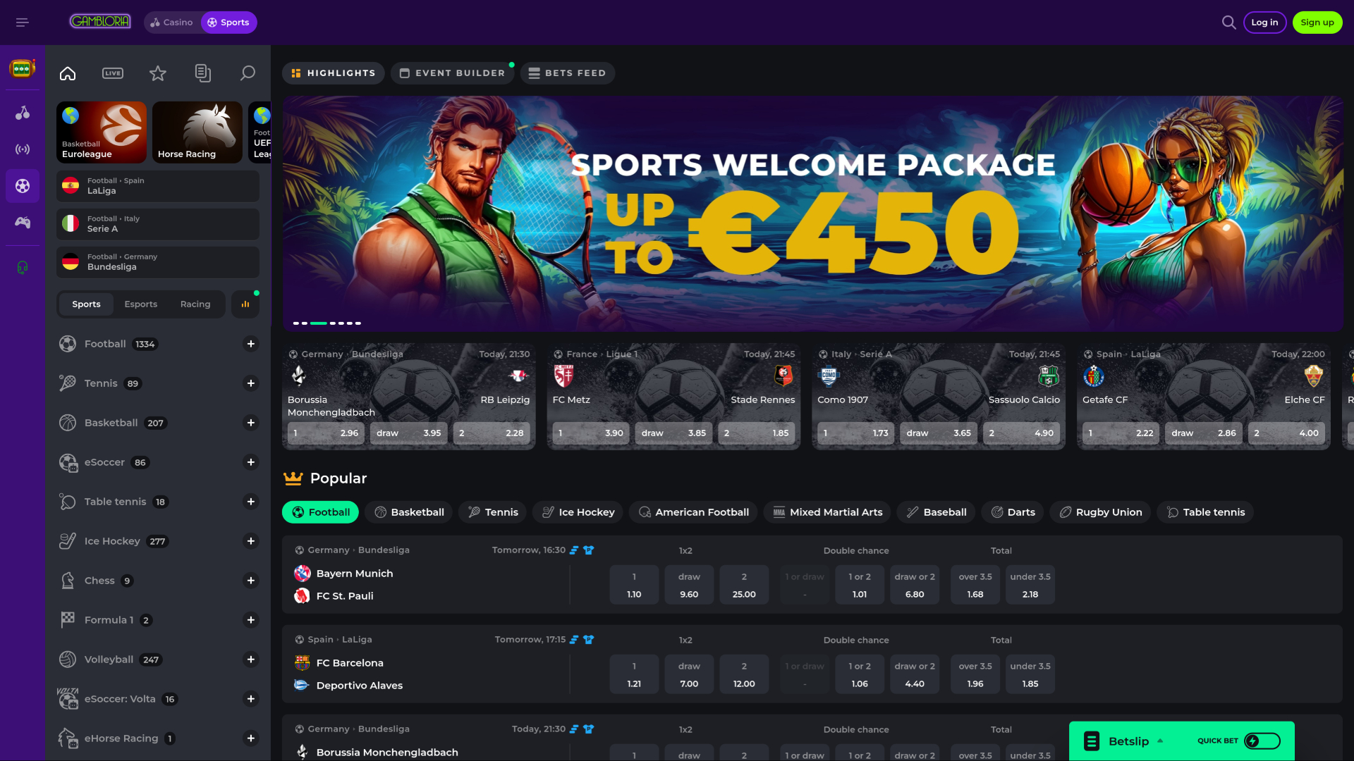 Gambloria Casino Desktop Sport