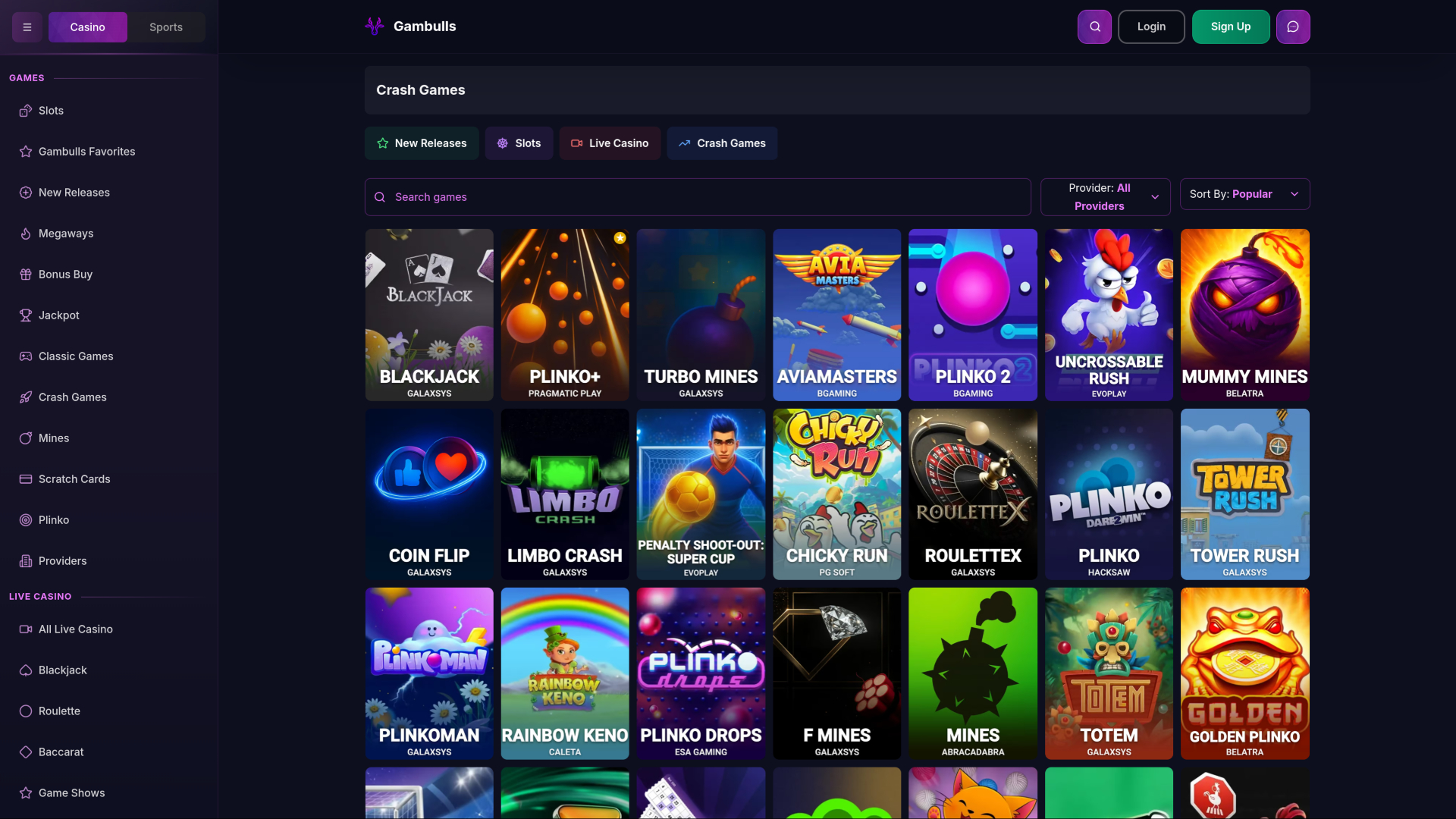 Giochi di crash desktop di Gambulls