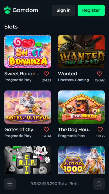 Jeux mobiles de casino Gamdom