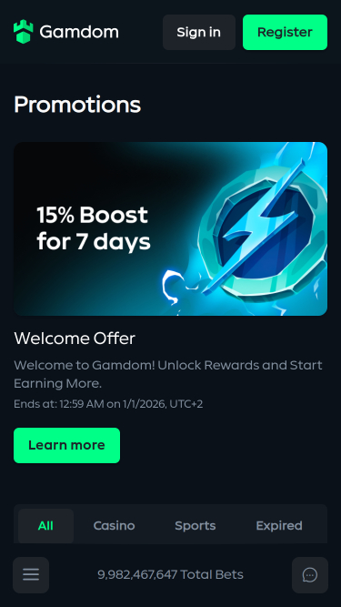 Promotions mobiles du casino Gamdom