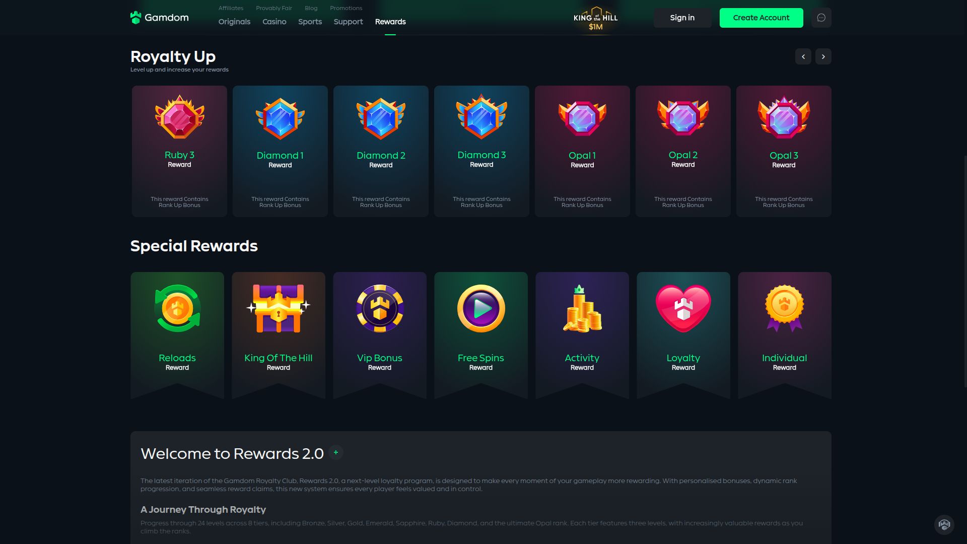 Programme VIP de bureau Gamdom Casino