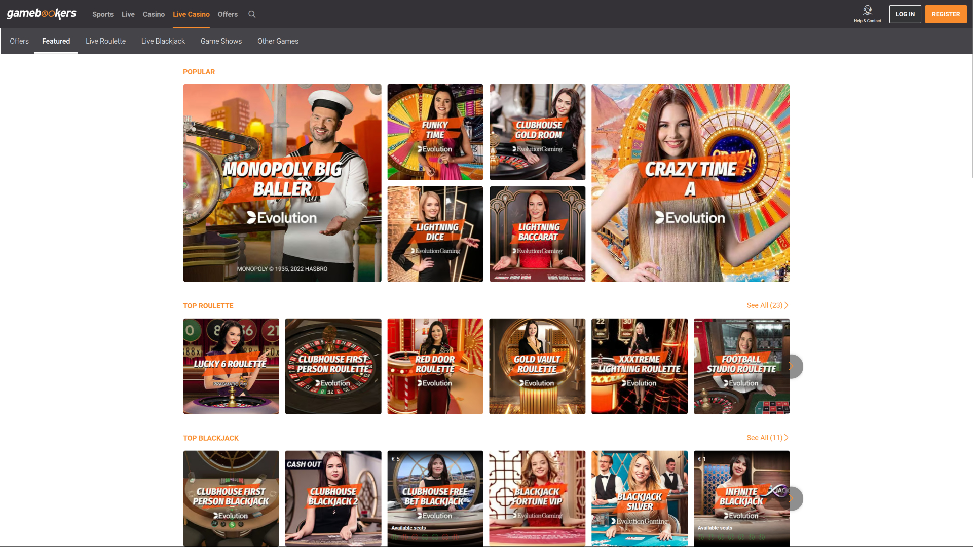 Gamebookers Desktop Dealer dal Vivo