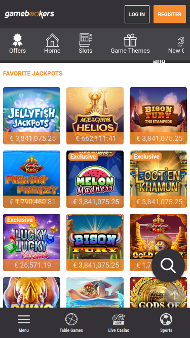 Jackpot mobile di Gamebookers