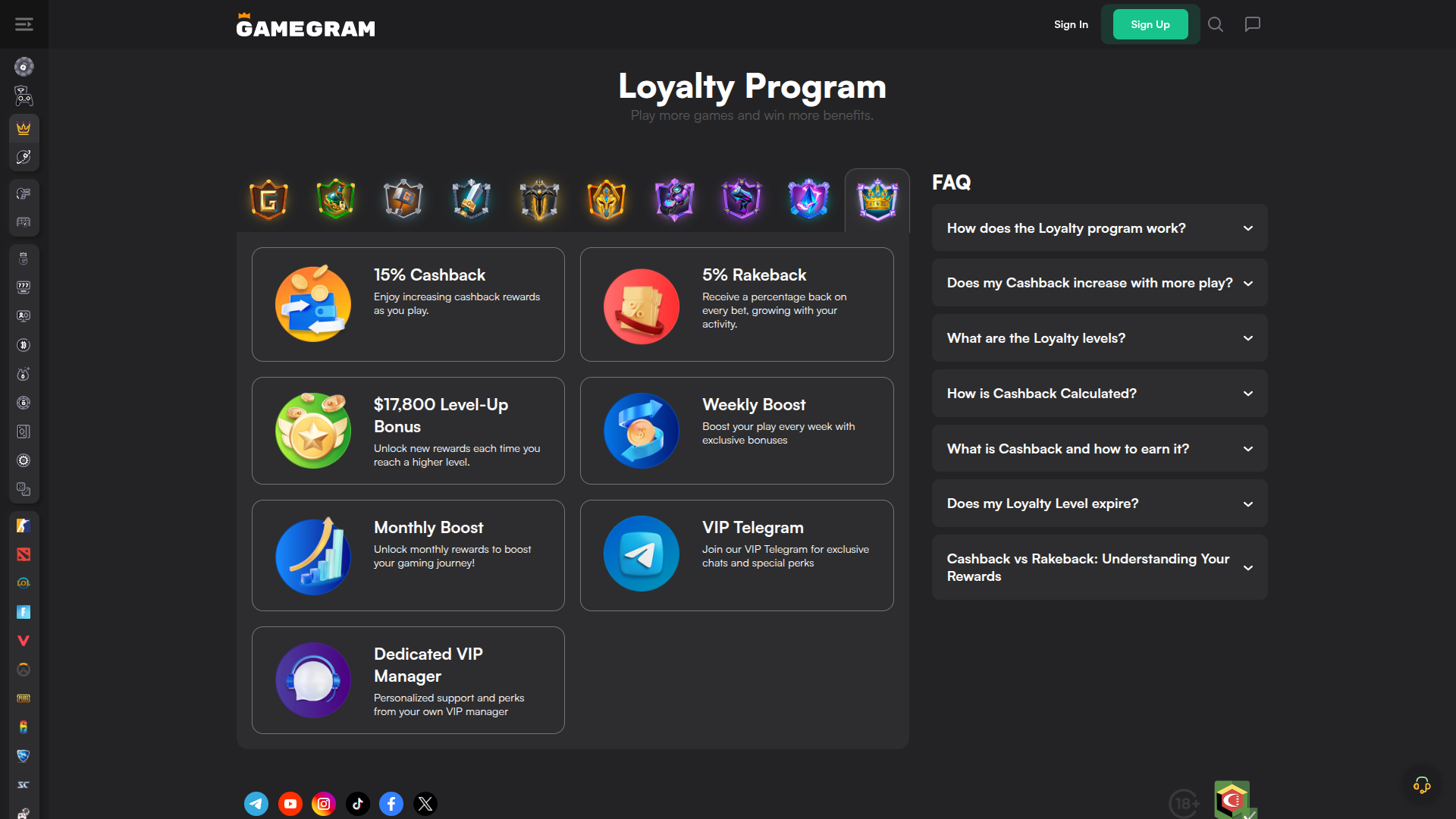 Gamegram Casino Desktop VIP Program