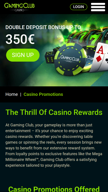 Promotions mobiles du Gaming Club Casino