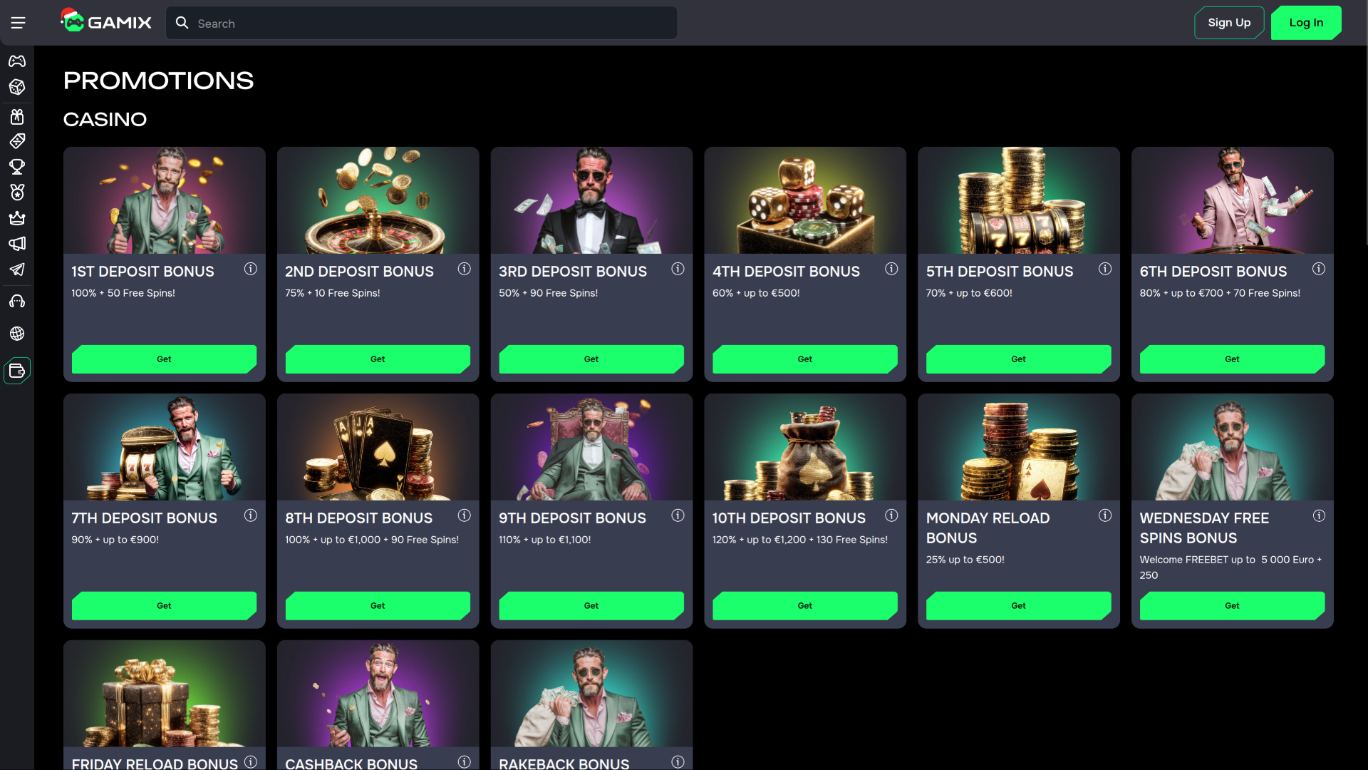 Promotions pour ordinateur de bureau du casino Gamix