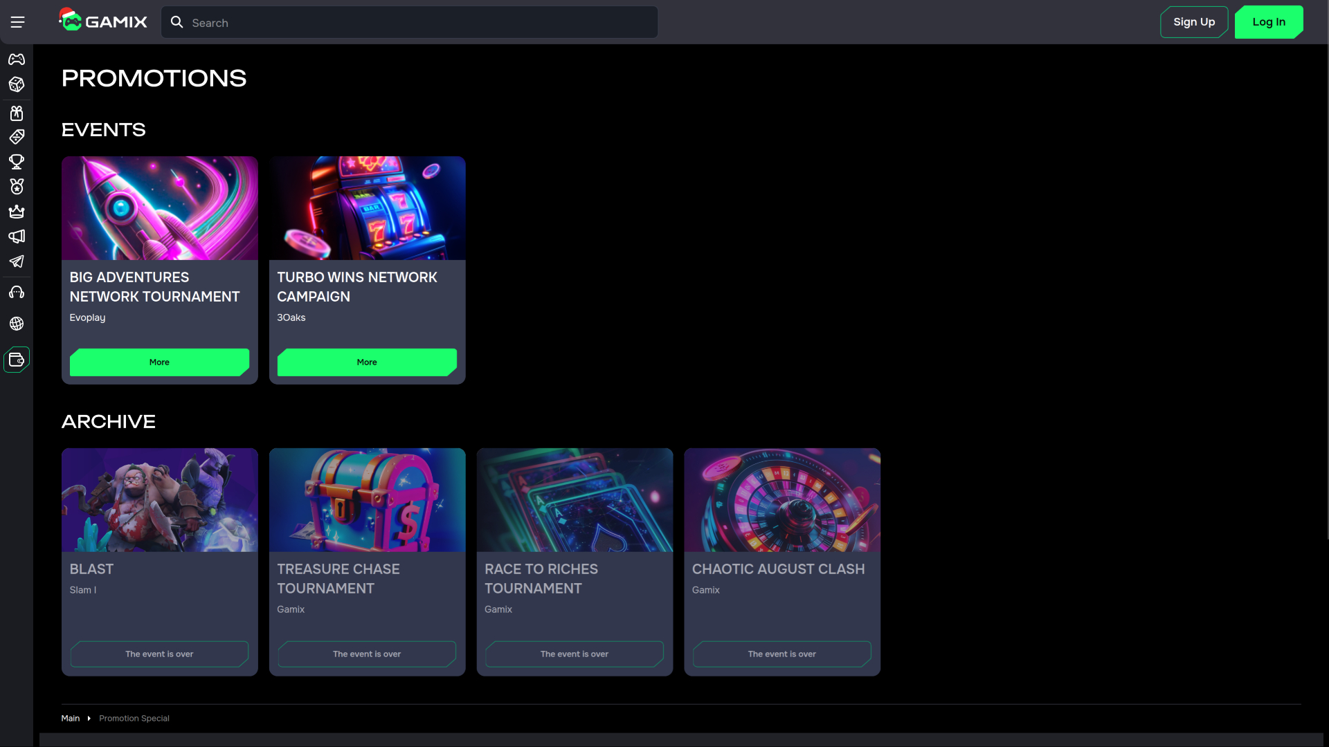 Tournois de casino sur ordinateur Gamix