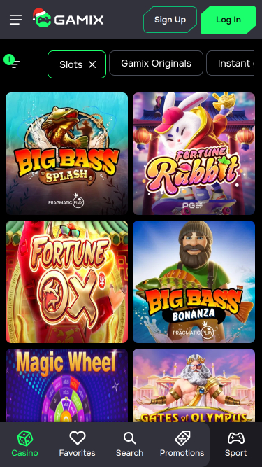 Jeux mobiles de casino Gamix