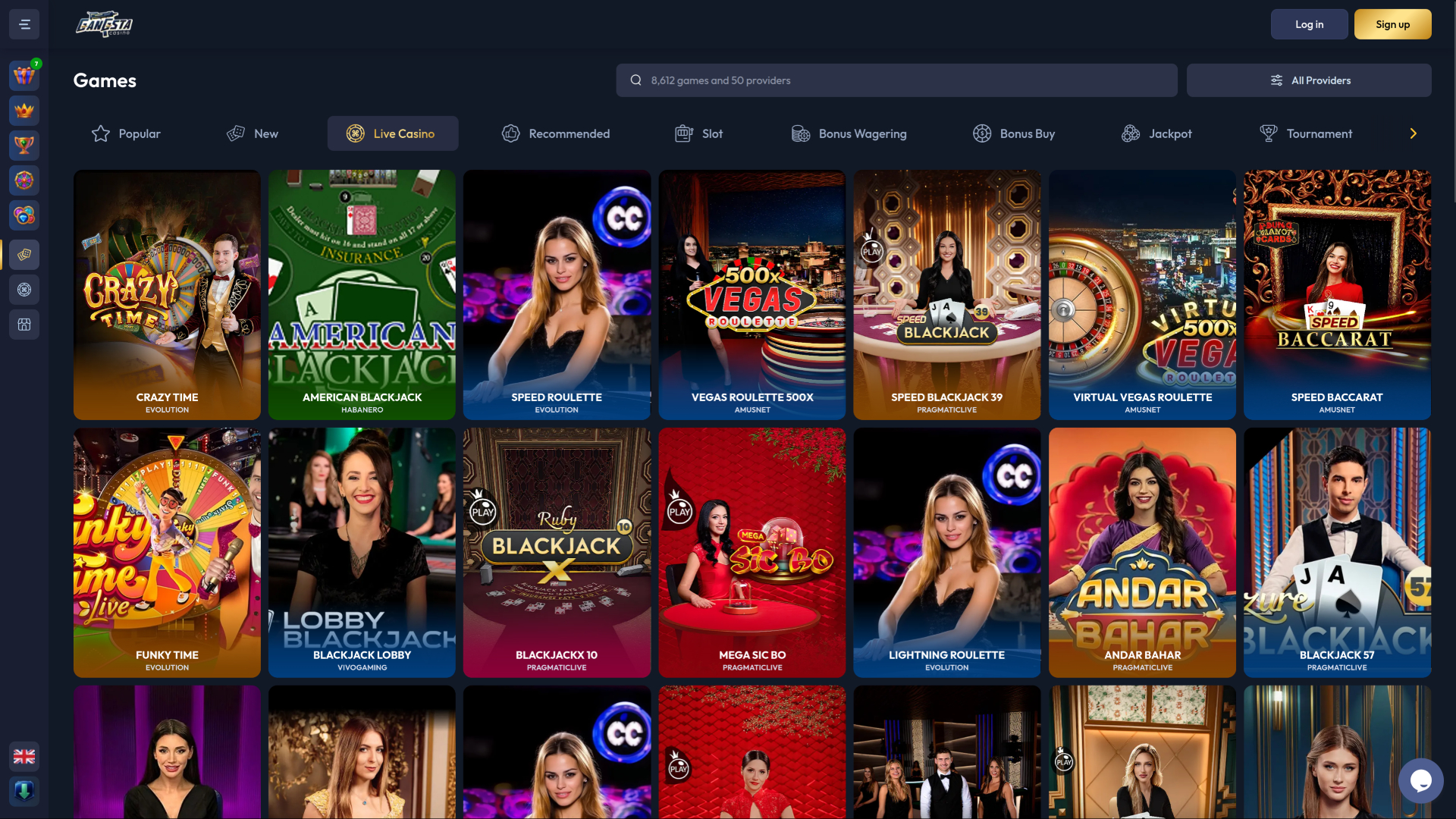 Gangsta Casino sur ordinateur avec croupier en direct