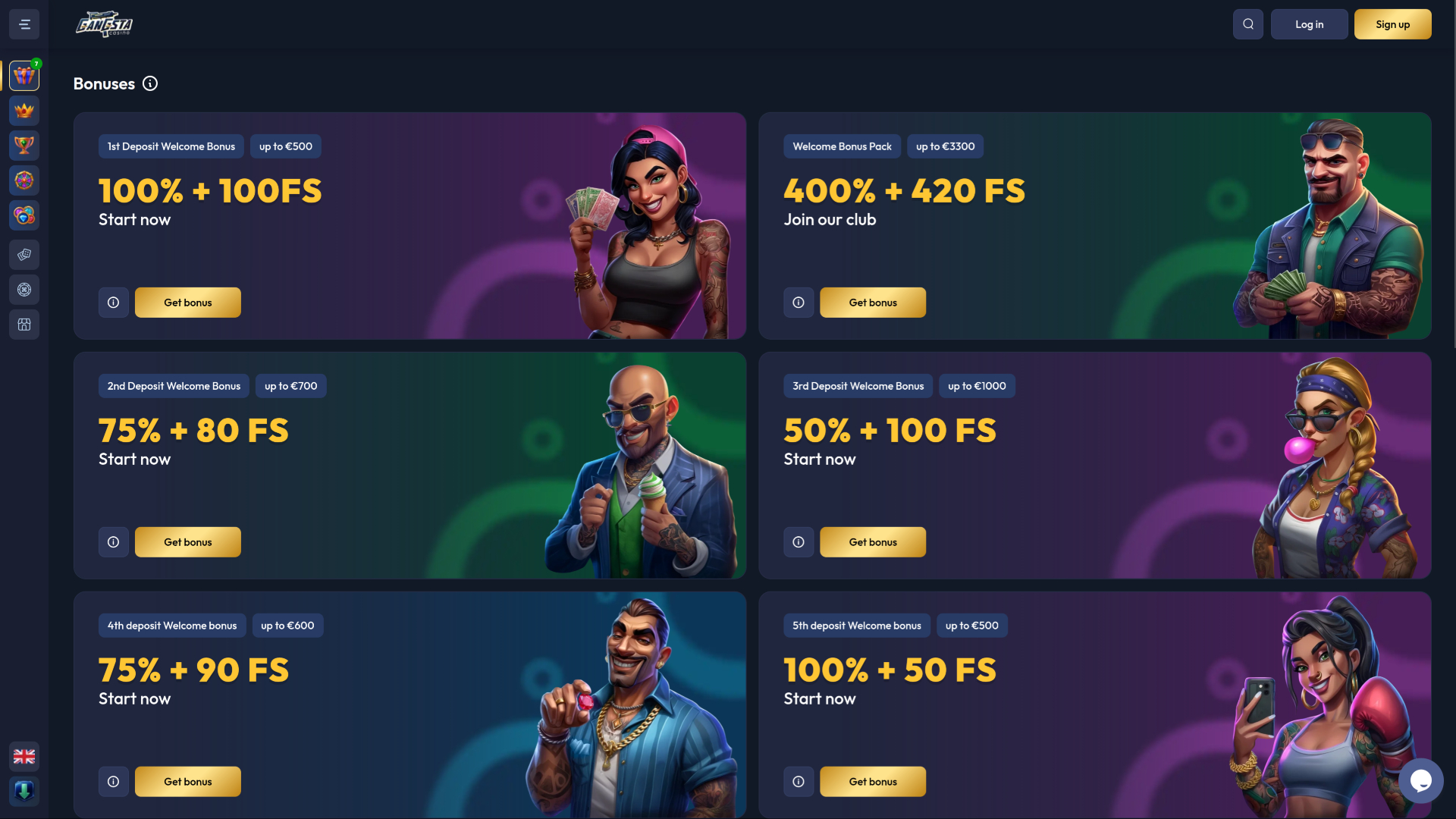 Promotions Gangsta Casino sur ordinateur