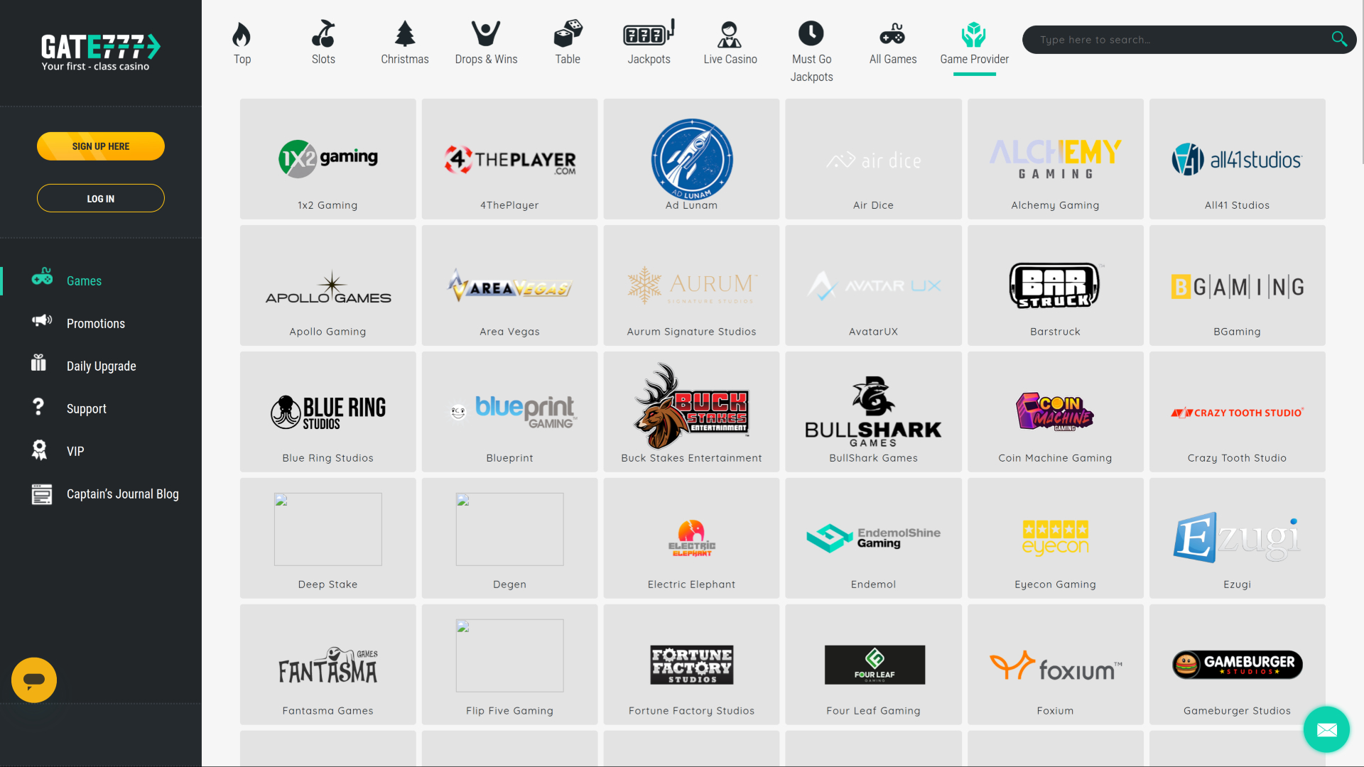 Développeurs du jeu de casino Gate 777 pour ordinateur
