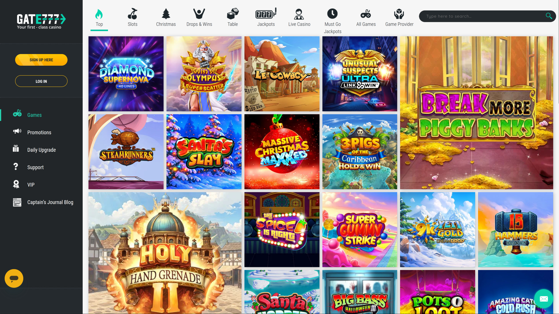 Jeux de casino Gate 777 sur ordinateur